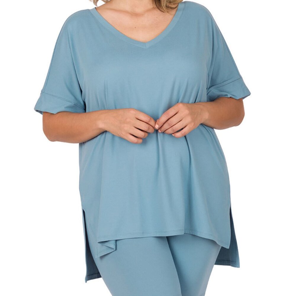 NWT Zenana Plus Brushed DTY Microfiber Loungewear Set
